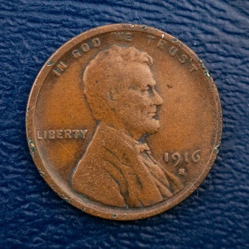 1916-S Lincoln Wheat Cent, VF Details, Damaged, Better Date Penny A239