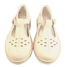 DE OSU -Spain -SALE -Girls Beige Nubuck Leather T-Strap Shoes -European -Sz 4-10