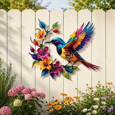 Leichtes Langlebiges Eisen Wandbild Kolibri Blumen Thema Vielseitige Innen Außen