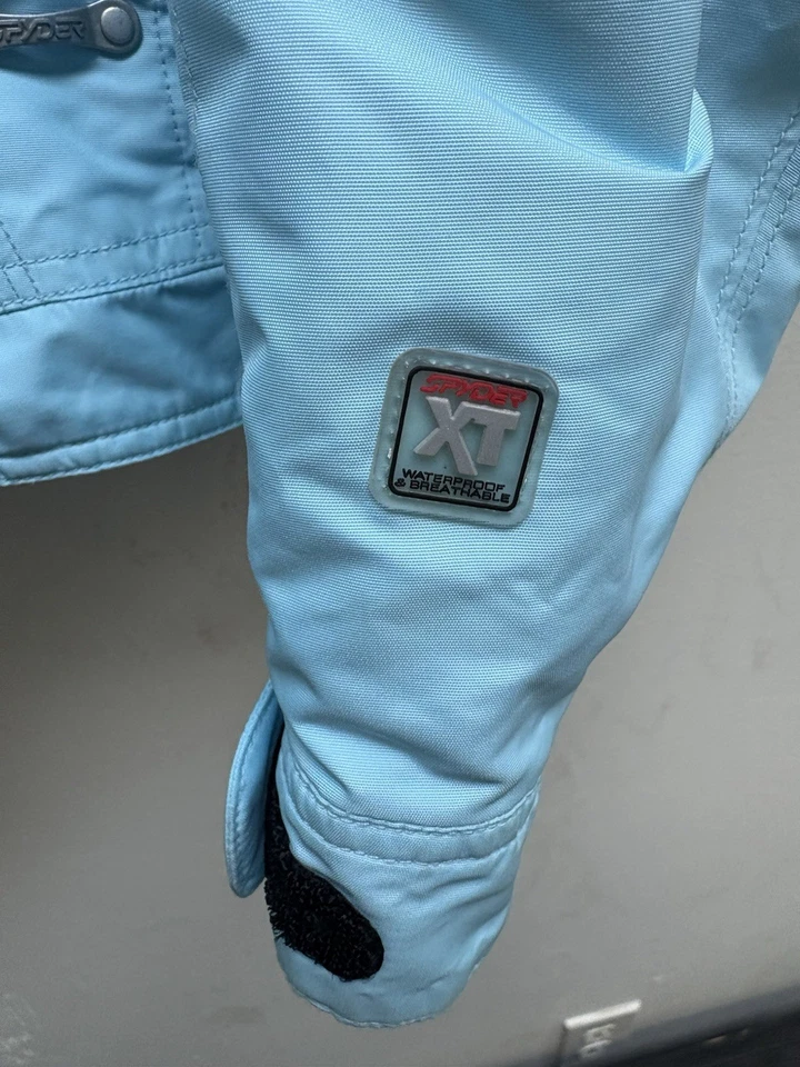 Spyder Gore Jacket Womens Size 10  Blue Infinium Hooded Ski Coat Waterproof - Image 2 of 4