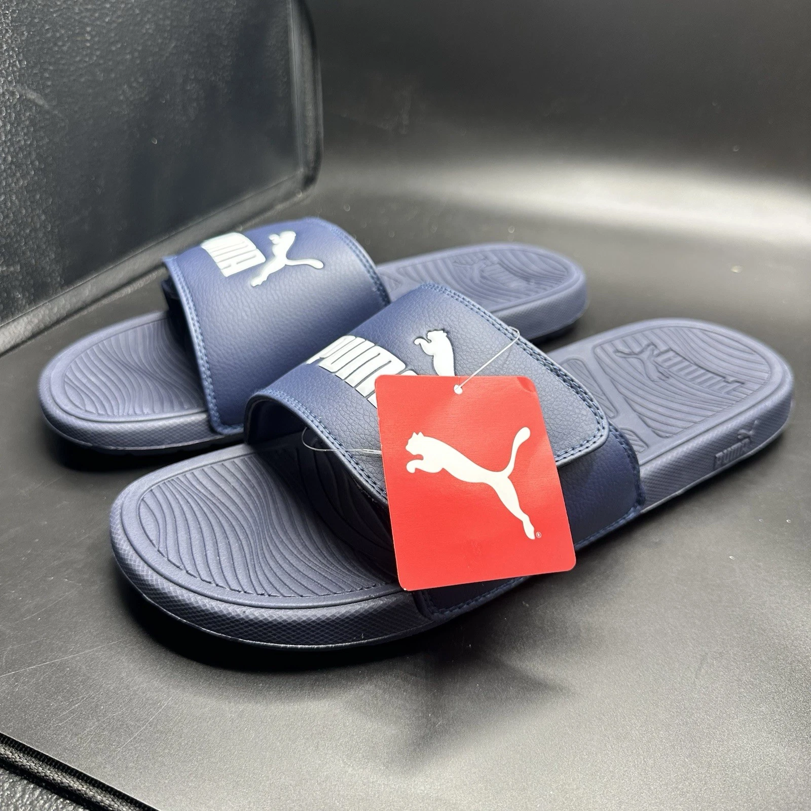 Sandali uomo PUMA slide swim cool cat 2.0 taglia 12 blu bianco NUOVI