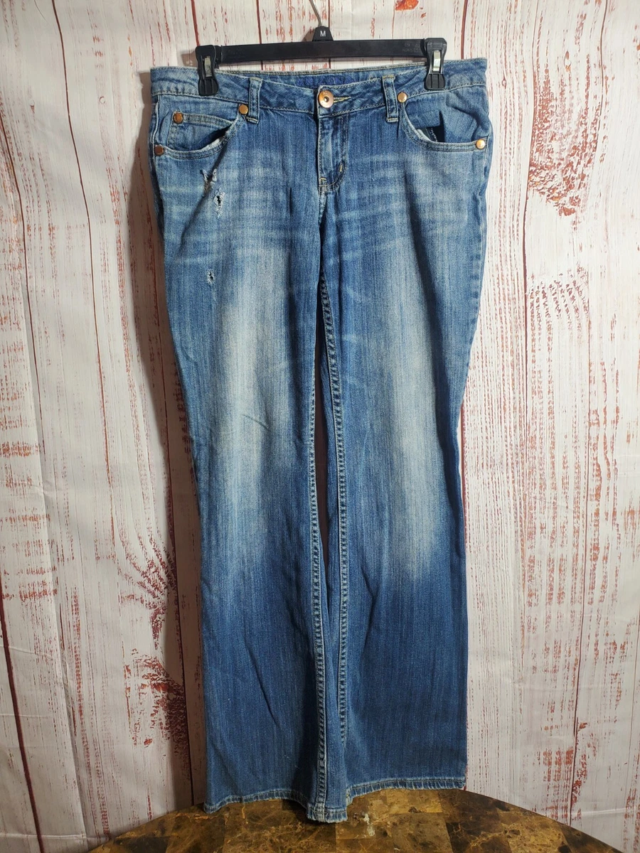 Arizona Jeans Womens 9 Long Favorite Boot Cut Mid-Rise Distressed | eBay | Stretchjeans