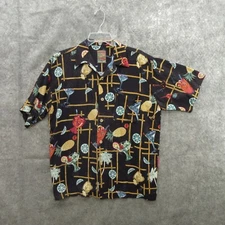 Island Collection Shirt Size Medium Hawaiian Bar Cocktails Drinking Party