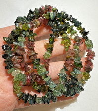 Vintage Rosa Grün Turmalin Peridot Kieselstein Winzig Perlen Stränge 52.5g Kette