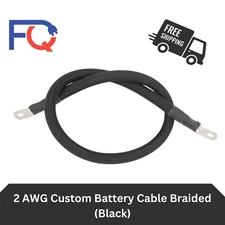 2 AWG Gauge Custom Battery Cable Copper Braided (Black)