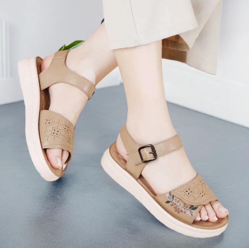 Women's Leisure floral Slipers Buckle strap Open Toe Hollow Out