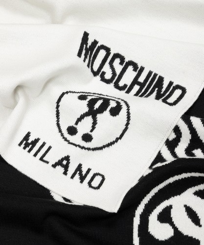 Moschino sciarpa lana uomo double question mark 50055M5145001 bianco White - Imagen 2 de 3