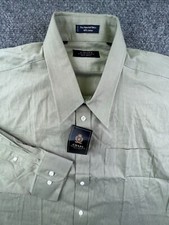 Chaps Ralph Lauren Dress Shirt Green Striped Size 18 34/35 Long Sleeve Adult