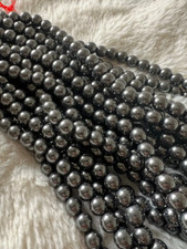 Black Hematite Smooth Round Gemstone Beads 6mm 8mm 10mm 15.5" Strand