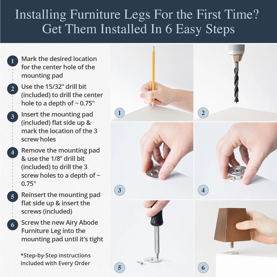 Walnut Square Furniture Legs Set of 4, 3 4 5 6 8 10 12 in Wood Feet Replacement - Image 3 of 3