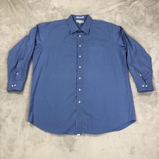 Paul Fredrick Men Dress Shirt 19-35 Solid Blue Imperial 100 Two Play Cotton