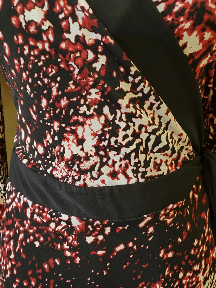 Vestido envolvente Style & Co XS elástico lazo cintura mangas 3/4 colorido abstracto para mujer Foto 4 de 4