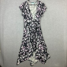 Blue Illusion Dress Womens Extra Small Black Purple White Wrap Viscose Stretch