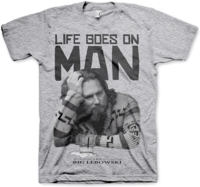 The Big Lebowski Life Goes On Man T-Shirt Heather-Grey