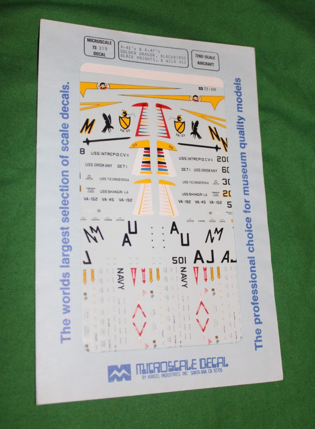 MICROSCALE DOUGLAS SKYHAWK A-4E A-4F 1/72 #72-319 REPLACEMENT DECALS