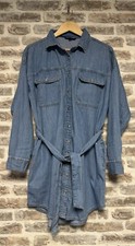 Next Mid Blue Belted Denim Shirt Dress Size M