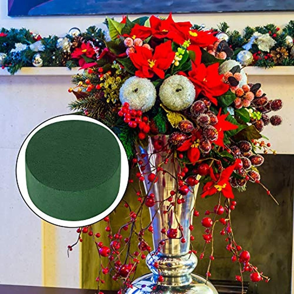 DIY Flower Arrangement Kit Green Round Wet Floral Foam, Wedding Aisle