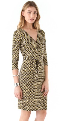 dvf yellow wrap dress