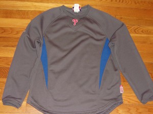 MAJESTIC THERMA BASE PHILADELPHIA PHILLIES GRAY/BLUE PULLOVER BOYS LARGE EXC. | eBay