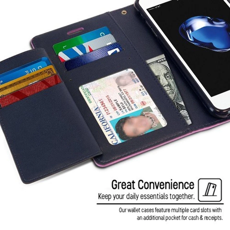 Nuevo GOOSPERY Rich Diary Cuero Billetera Estuche PÚRPURA Para iPhone 7+ Plus/8+ Plus Foto 2 de 2