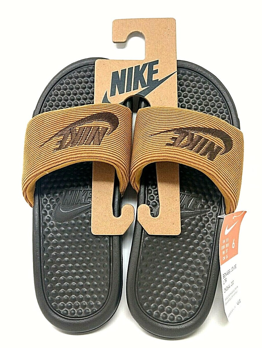 NIKE Benassi JDI SE LTR Slides Sandals Baroque Brown CK0644 200 Men's Size
