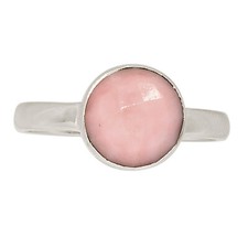 Natural Faceted Peruvian Pink Opal 925 Silver Ring Jewelry s.8 ALLR-28748