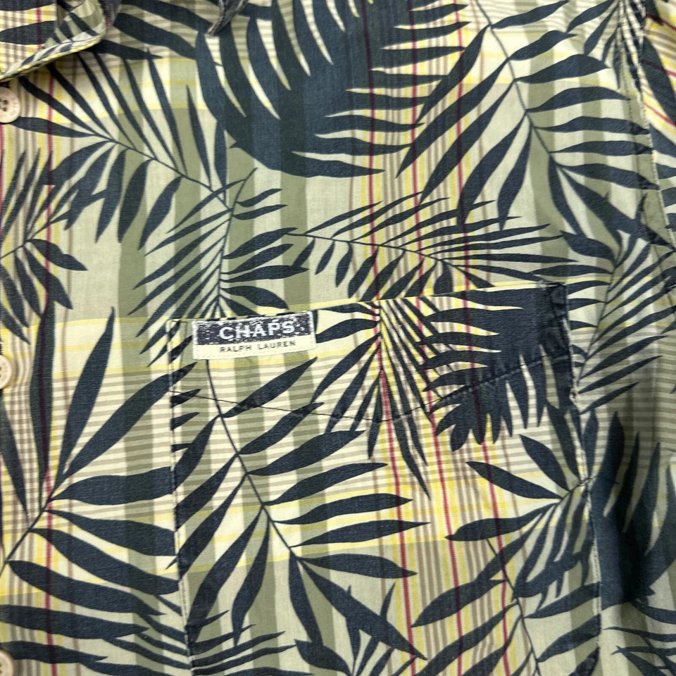 Camisa De Colección Chaps Ralph Lauren Hombres Mediana Floral Hawaiana Manga Corta Foto 4 de 4