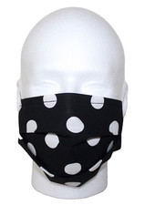 Black  White Polka Dots  Reusable Face Mask W/Pocket Adult Large Handmade