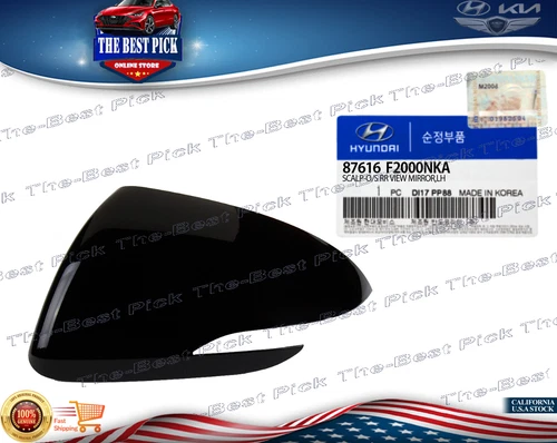 ⭐GENUINE⭐ BLACK Cover LEFT Mirror HYUNDAI ELANTRA SEDAN 2017-2020  87616F2000NKA