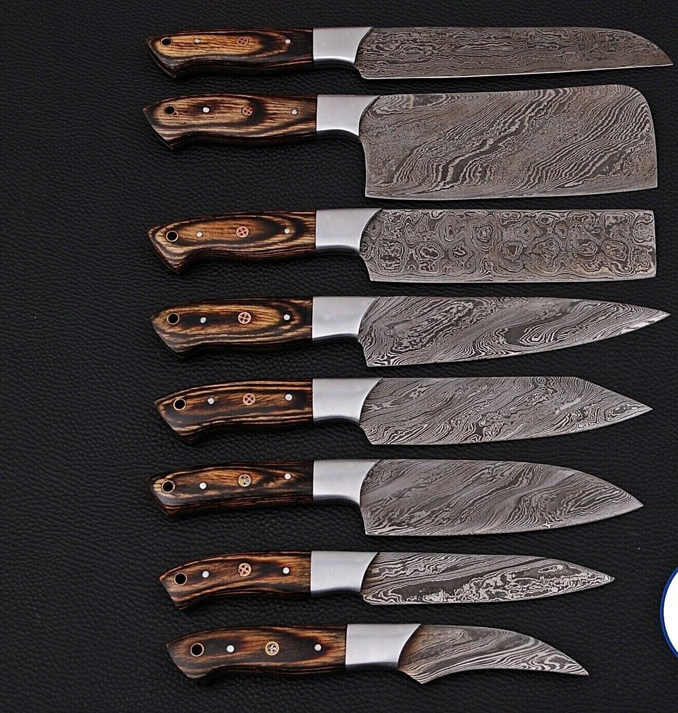 Cusstom Handmade HAND FORGED DAMASCUS STEEL CHEF KNIFE Set Kitchen Knives