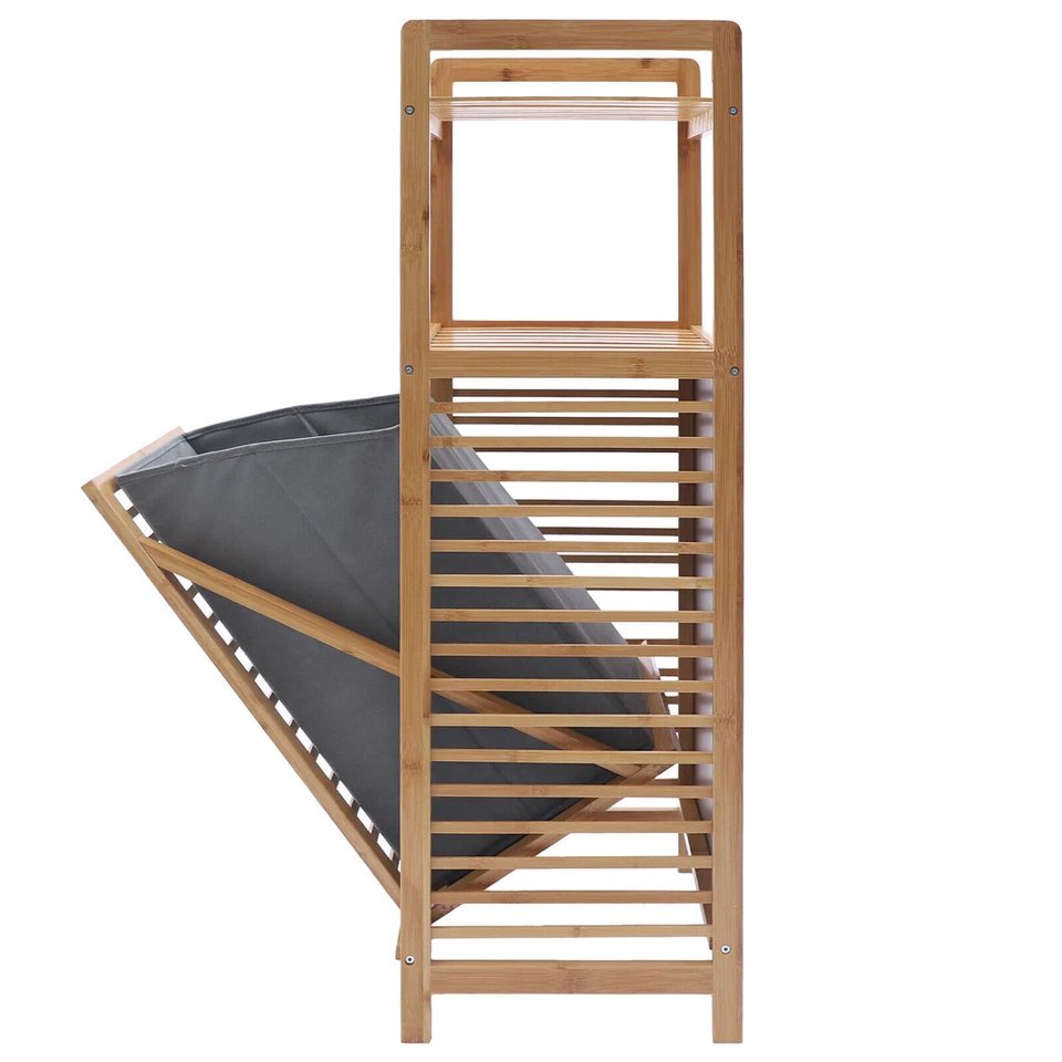 Cesta de baño de bambú con estante de 2 niveles Foto 3 de 4