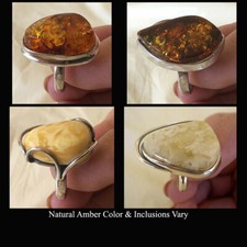 BALTIC BUTTERSCOTCH MULTICOLOR HONEY AMBER STERLING SILVER MODERN HANDMADE RING