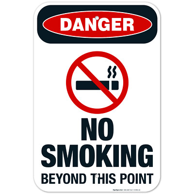 No Smoking Beyond This Point Sign, OSHA Danger Sign,