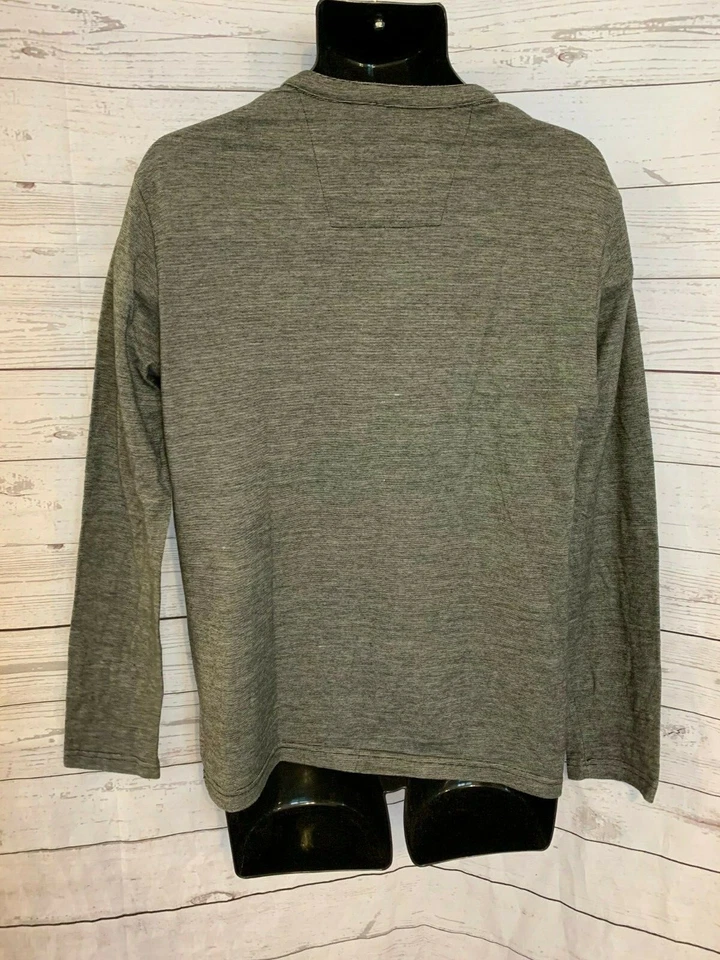 Perry Ellis Hombre Henley Manga Larga 3 Botones Mezcla Algodón Negro/Gris Talla M Foto 2 de 4