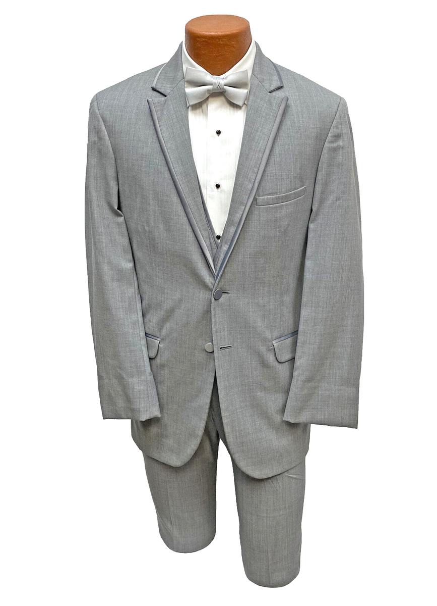 Jean Yves Savoy Men's Grey Tuxedo Three Piece Suit with Vest Size