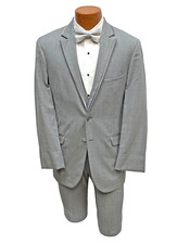 Jean Yves Savoy Men's Grey Tuxedo Three Piece Suit with Vest Size 39R 33W