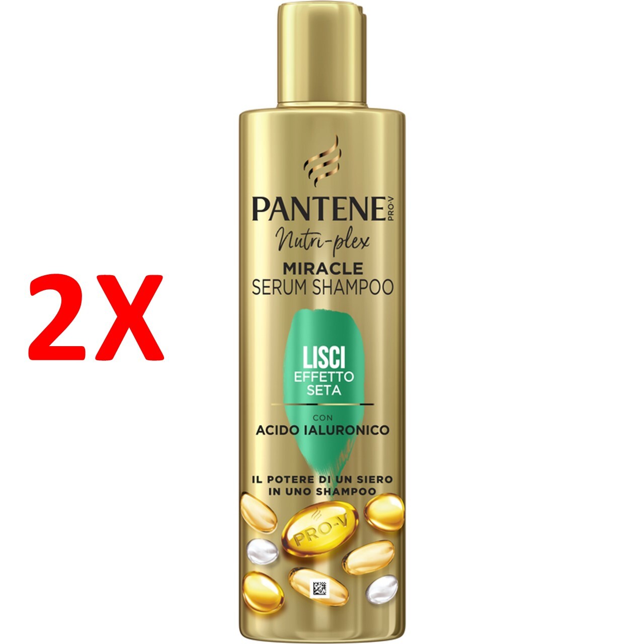 2 X Pantene Nurei Plex Miracle Serum Shampoo Lisci Effetto Seta Con Acido Ialur