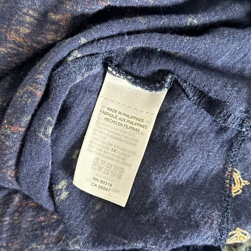 Lucky Brand Persian Carpet Tee Womens 1X Moroccan Blue Ethnic Lightweight Top - Picture 7 of 11