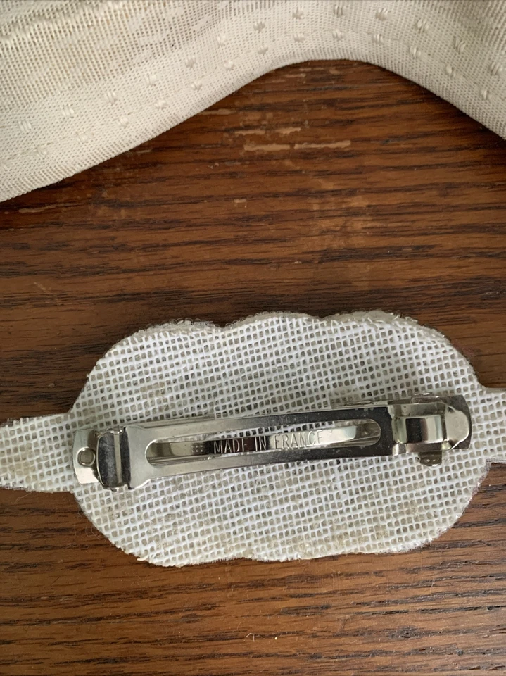 Silver French Hair Barrett Handmade Art Deco Victorian Rhinestone Beads Bridal - Image 2 of 4