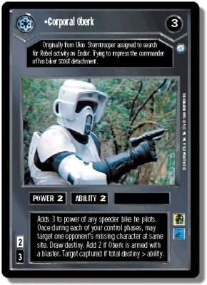 1x  Corporal Oberk - Rare Near Mint Endor - Limited - BB
