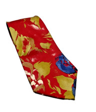 Claybrooke Tie 100% Italian Silk Made in USA 56x3.75 Necktie Red Floral (103)