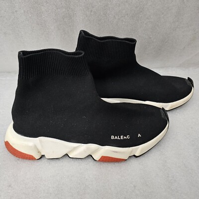 Balenciaga Speed Trainer Black Red Sneaker Shoe No Laces Slip On