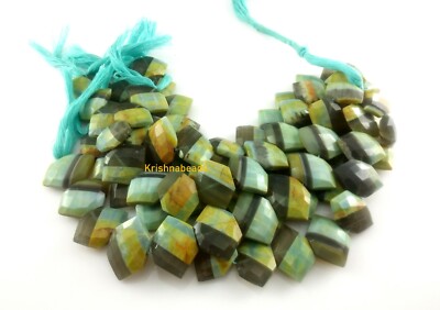 185Ct Natural Green Bolder Opal Marquise 16x21-17x22mm Faceted Gemstone Beads 8''