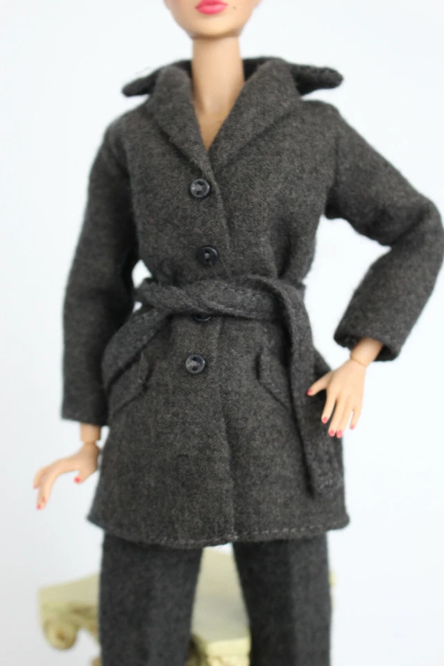 CEO Power Business Suit Barbie Outfit Jacket Coat Pants Grey Wool fit FR MTM TNT - Image 2 of 4