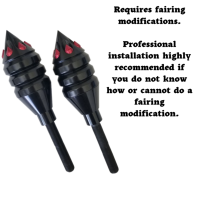 Hayabusa Black and Red Spike Spiked Frame Sliders Suzuki with