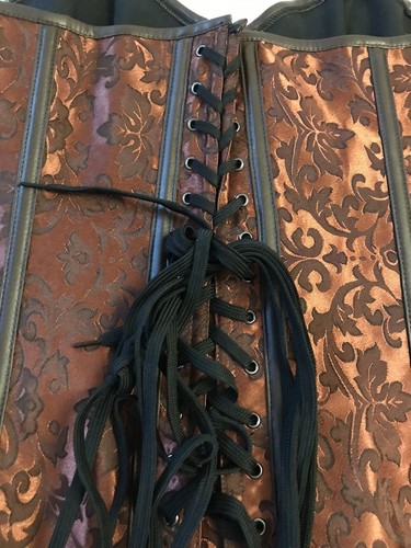 Scarlet Darkness STEAMPUNK Unterbrustkorsett Größe 14 Braun mit Ketten Neu - Bild 4 von 6