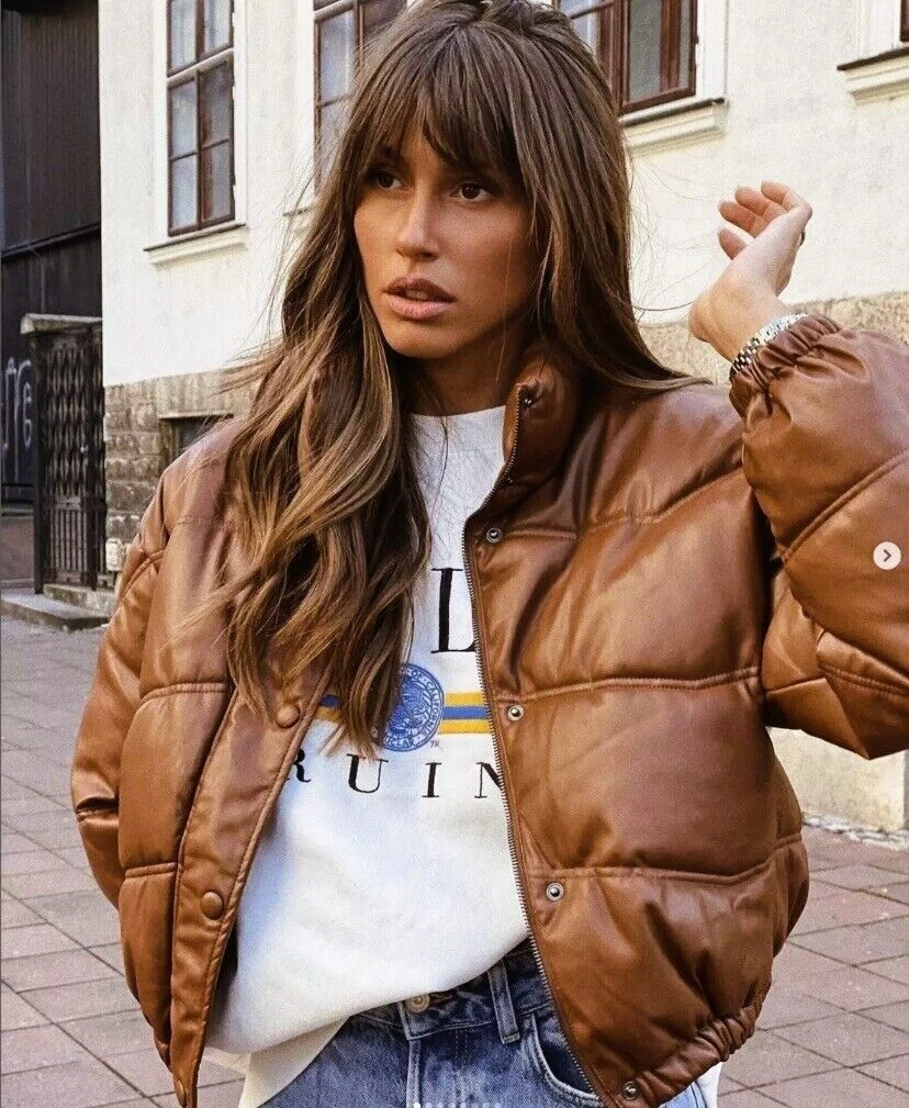 zara quilted faux leather jacket