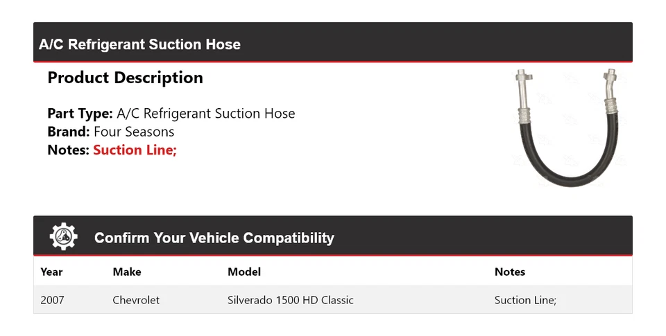 Conjunto de manguera de línea de succión clásica para Chevrolet Silverado 1500 HD 2007 4 estaciones Foto 2 de 4