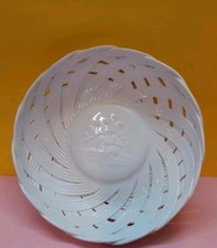 MULINO BIANCO CESTINO ROTONDO   INTRECCIATO CERAMICA BIANCA VINTAGE PORTAPANE 22