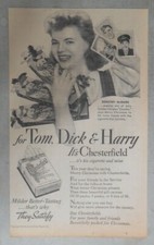 Chesterfield Cigarette Ad: Actress Dorothy McGuire from 1941 Size: 7 x 11 inches